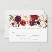 Marsala burgundy floral RSVP V3 Kaart (Voorkant)