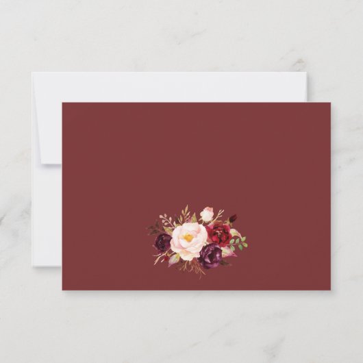 Marsala burgundy floral RSVP V3 Kaart (Achterkant)