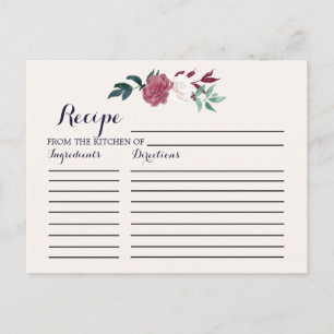 Marsala Burgundy Floral Vrijgezellenfeest Recipe K Briefkaart