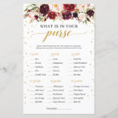 Marsala burgundy floral wat er in je handtas zit (Voorkant)