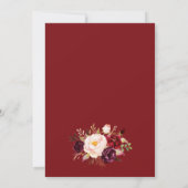 Marsala Burgundy Floral Wedding Invitation-2 Kaart (Achterkant)