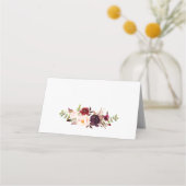 Marsala Burgundy Floral Wedding Place Card Plaatskaartje (Achterkant)