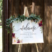Marsala burgundy Floral Welcome Wedding Sign Poster