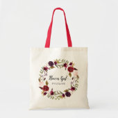 Marsala Burgundy Floral Wreath Flower Girl Tote Tote Bag (Voorkant)