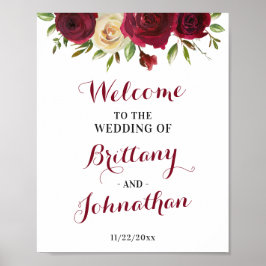 Marsala Burgundy Herfst Elegant Wedding Welcome Si Poster