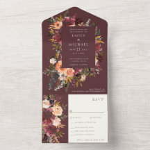 Marsala Burgundy Peach Waterverf Floral