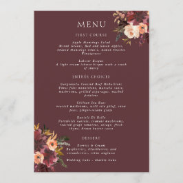 Marsala Burgundy Peach Waterverf Floral Menu