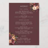 Marsala Burgundy Peach Waterverf Floral Menu (Voorkant)