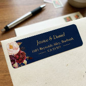 Marsala Burgundy Pink Floral Navy Blue Etiket