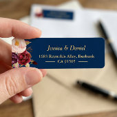 Marsala Burgundy Pink Floral Navy Blue Etiket