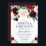 Marsala Burgundy Red Blush Floral 90th Birthday Kaart<br><div class="desc">Marsala Burgundy Red Blush Floral 90th Birthday Party Invitation Bekijk collectie in Niche en Nest Store We hebben ook genoeg andere uitnodigingen en collecties.</div>
