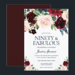 Marsala Burgundy Red Blush Floral 90th Birthday Kaart<br><div class="desc">Marsala Burgundy Red Blush Floral 90th Birthday Party Invitation Bekijk collectie in Niche en Nest Store We hebben ook genoeg andere uitnodigingen en collecties.</div>