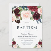 Marsala Burgundy Red Blush Floral Baptisme Kaart (Voorkant)