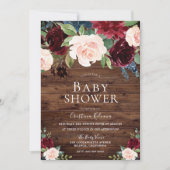 Marsala Burgundy Red en Blush Rustic Baby shower Kaart (Voorkant)