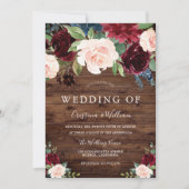 Marsala Burgundy Red en Blush Rustic Wedding Kaart (Voorkant)