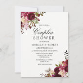 Marsala Burgundy Red Floral Couples Shower Kaart (Voorkant)