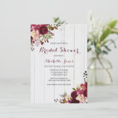 Marsala Burgundy Red Floral Rustic Vrijgezellenfee Kaart (Staand voorkant)