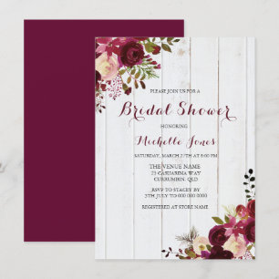 Marsala Burgundy Red Floral Rustic Vrijgezellenfee Kaart