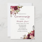 Marsala Burgundy Red Floral Spring Quinceanera Kaart (Voorkant)