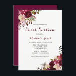 Marsala Burgundy Red Floral Spring Sweet 16 Invite Kaart<br><div class="desc">Marsala Burgundy Red Floral Spring Sweet 16 Invite Matching collectie in Niche and Nest store.</div>