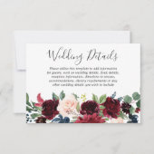 Marsala Burgundy Red Wine Floral Wedding Details RSVP Kaartje (Voorkant)