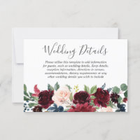 Marsala Burgundy Red Wine Floral Wedding Details