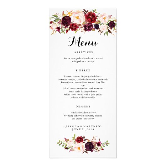 Marsala Burgundy Rustic Floral-2 Reclamekaart (Voorkant)