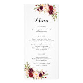 Marsala Burgundy Rustic Floral Reclamekaart (Voorkant)