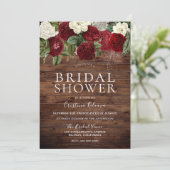 Marsala Burgundy Rustic Red Roses Vrijgezellenfees Kaart (Staand voorkant)