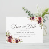 Marsala Burgundy Save the Date Kaart (Staand voorkant)