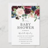 Marsala Burgundy Waterverf Flowers Baby shower Kaart (Voorkant)