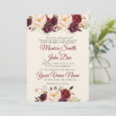 Marsala Burgundy Waterverf Wedding Kaart (Staand voorkant)