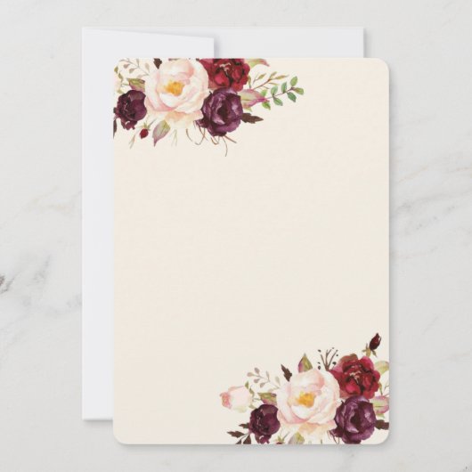 Marsala Burgundy Waterverf Wedding Kaart (Achterkant)