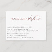 Marsala Burgundy Wedding Accommodations Informatiekaartje (Voorkant)