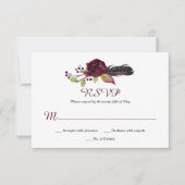 Marsala Burgundy White Roses Boho RSVP (Voorkant)