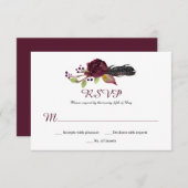 Marsala Burgundy White Roses Boho RSVP (Voorkant / Achterkant)