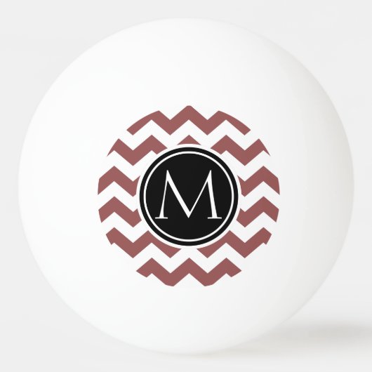 Marsala Chevron Monogrammed Pingpongbal (Voorkant)