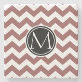 Marsala Chevron Monogrammed Stenen Onderzetter (Voorkant)