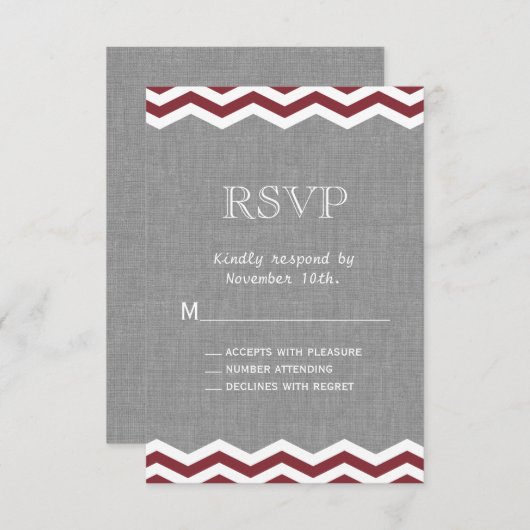 Marsala Chevrons op Gray RSVP (Voorkant / Achterkant)