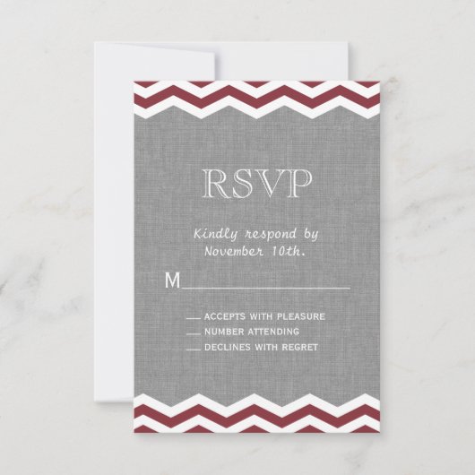 Marsala Chevrons op Gray RSVP Kaartje (Voorkant)