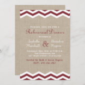 Marsala Chevrons op Jute Proefdiners Uitnodiging (Voorkant / Achterkant)