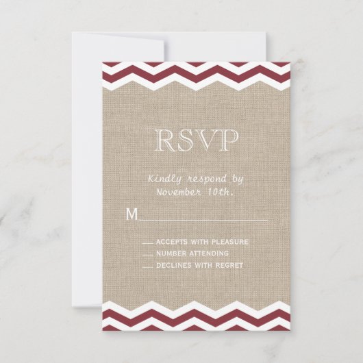 Marsala Chevrons op Jute RSVP (Voorkant)