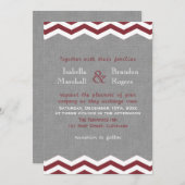 Marsala Chevrons over de uitnodiging voor een grij (Voorkant / Achterkant)