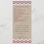 Marsala Chevrons over het Burlap Wedding Programme Programmakaart (Achterkant)