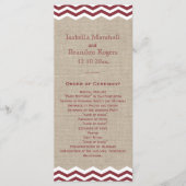 Marsala Chevrons over het Burlap Wedding Programme Programmakaart (Voorkant)