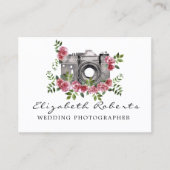 Marsala Chic Floral Camera Weddenschap Fotograaf Visitekaartje (Voorkant)