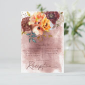 Marsala Clay Geel Boeket Huwelijksreceptie Informatiekaartje (Staand voorkant)