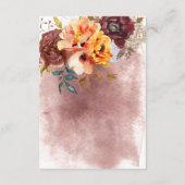 Marsala Clay Geel Boeket Huwelijksreceptie Informatiekaartje (Achterkant)