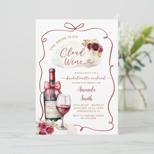 Marsala Cloud Bachelorette Weekendschema Kaart (Staand voorkant)