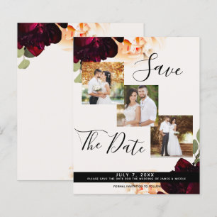 Marsala & Cream Floral Wedding Foto Save the Date